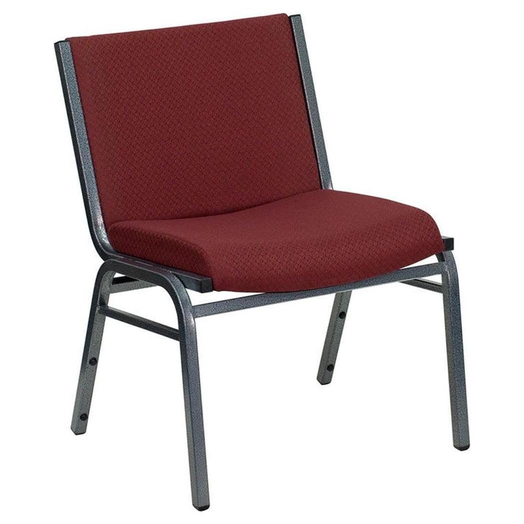 1000 lb. Capacity Big and Tall Extra Wide Burgundy Fabric Stack Chair with Ganging Bracket