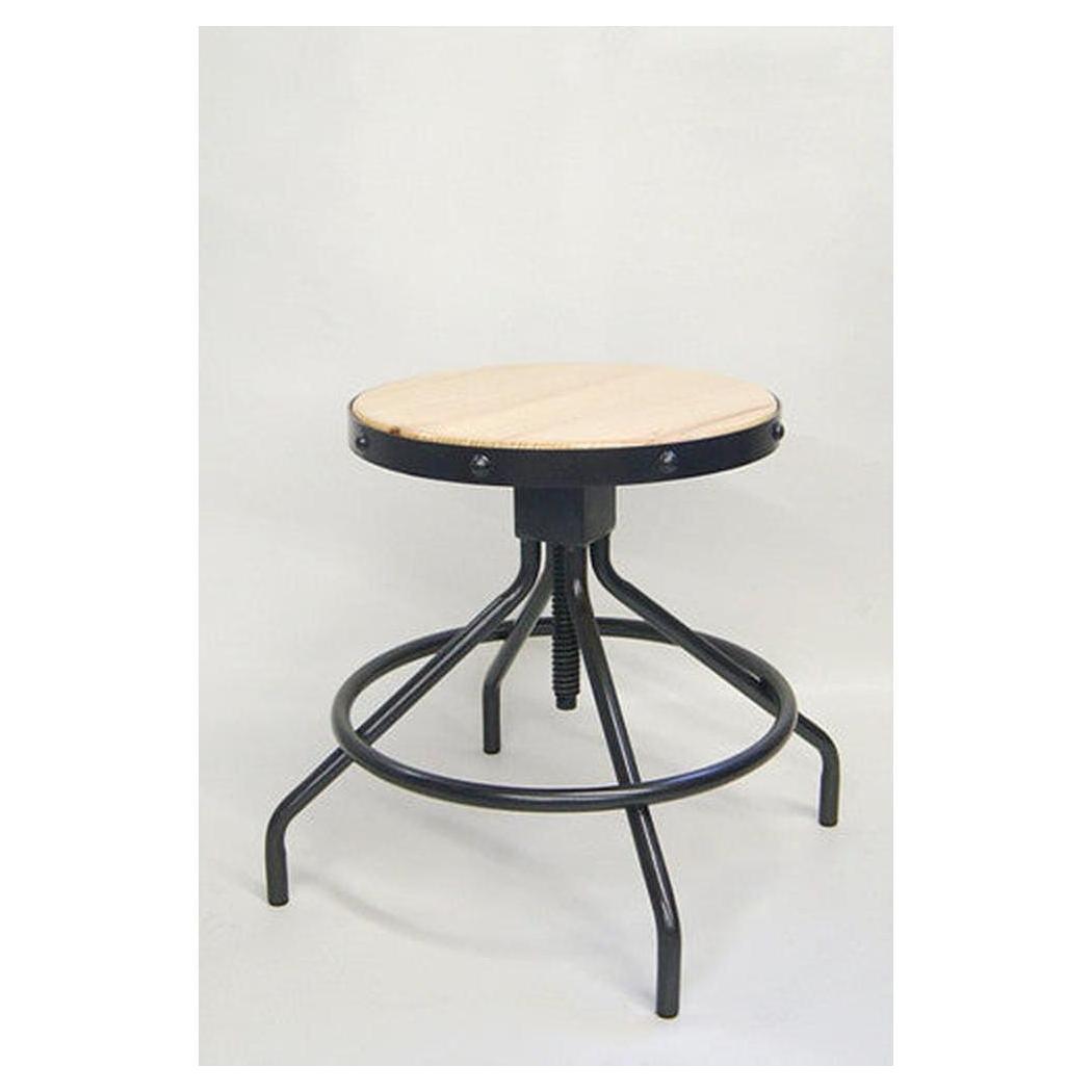 Adjustable Bar Stool with Natural Pinewood Seat