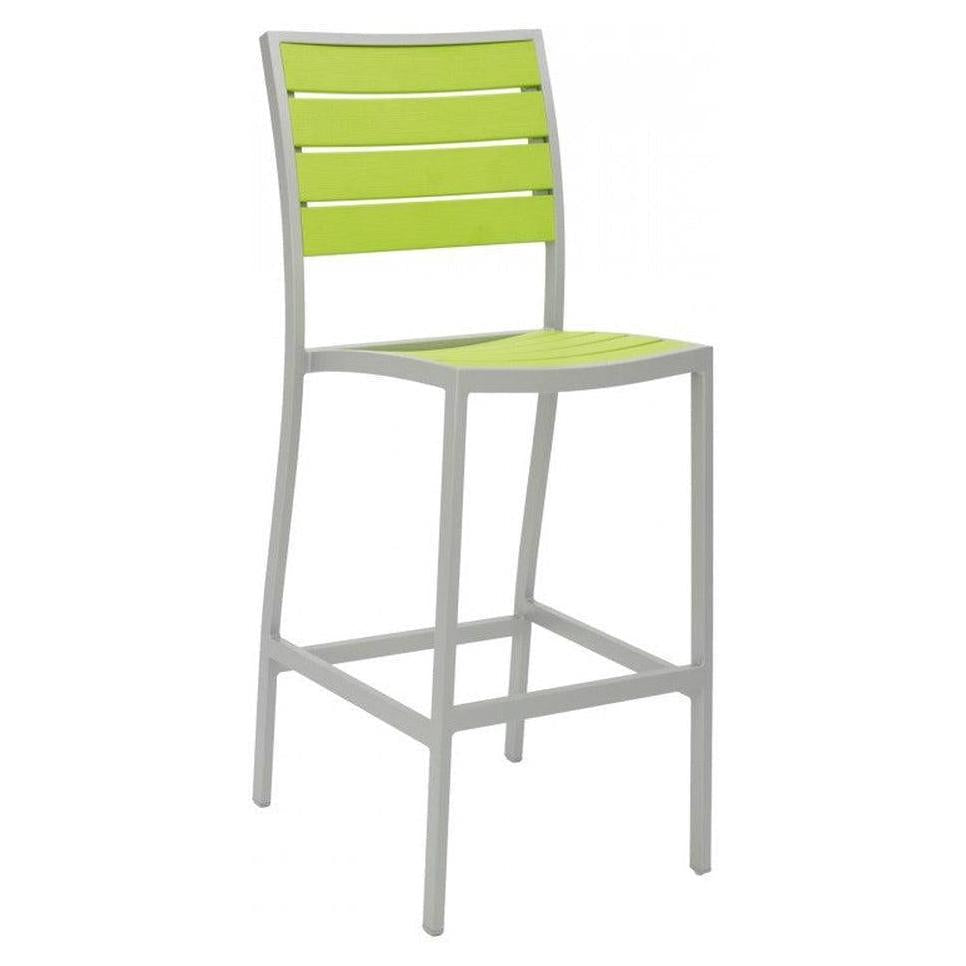 Aluminum Outdoor Frame Barstool With Faux Teak Seat and Back