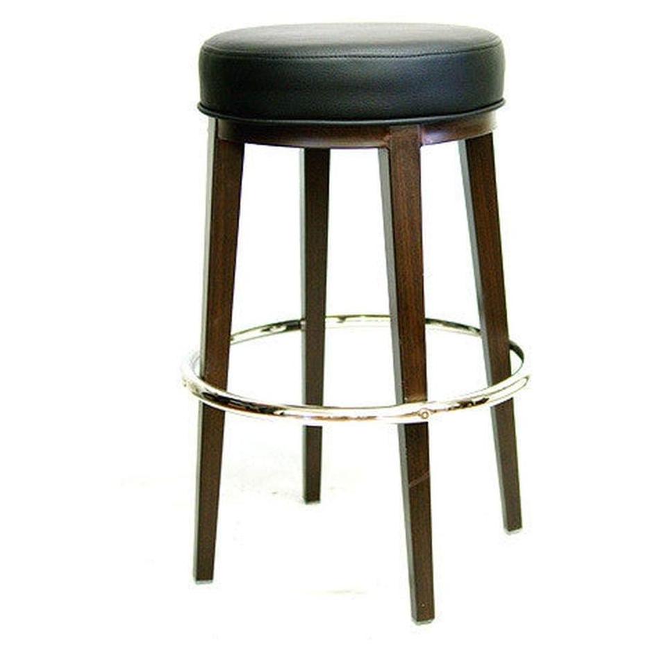 Black vinyl / Wood Grain Metal Frame Bar Stool