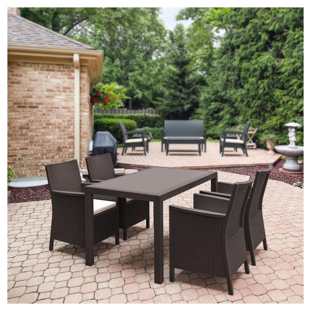 California Outdoor Wickerlook Rectangle Dining Set 5 Piece