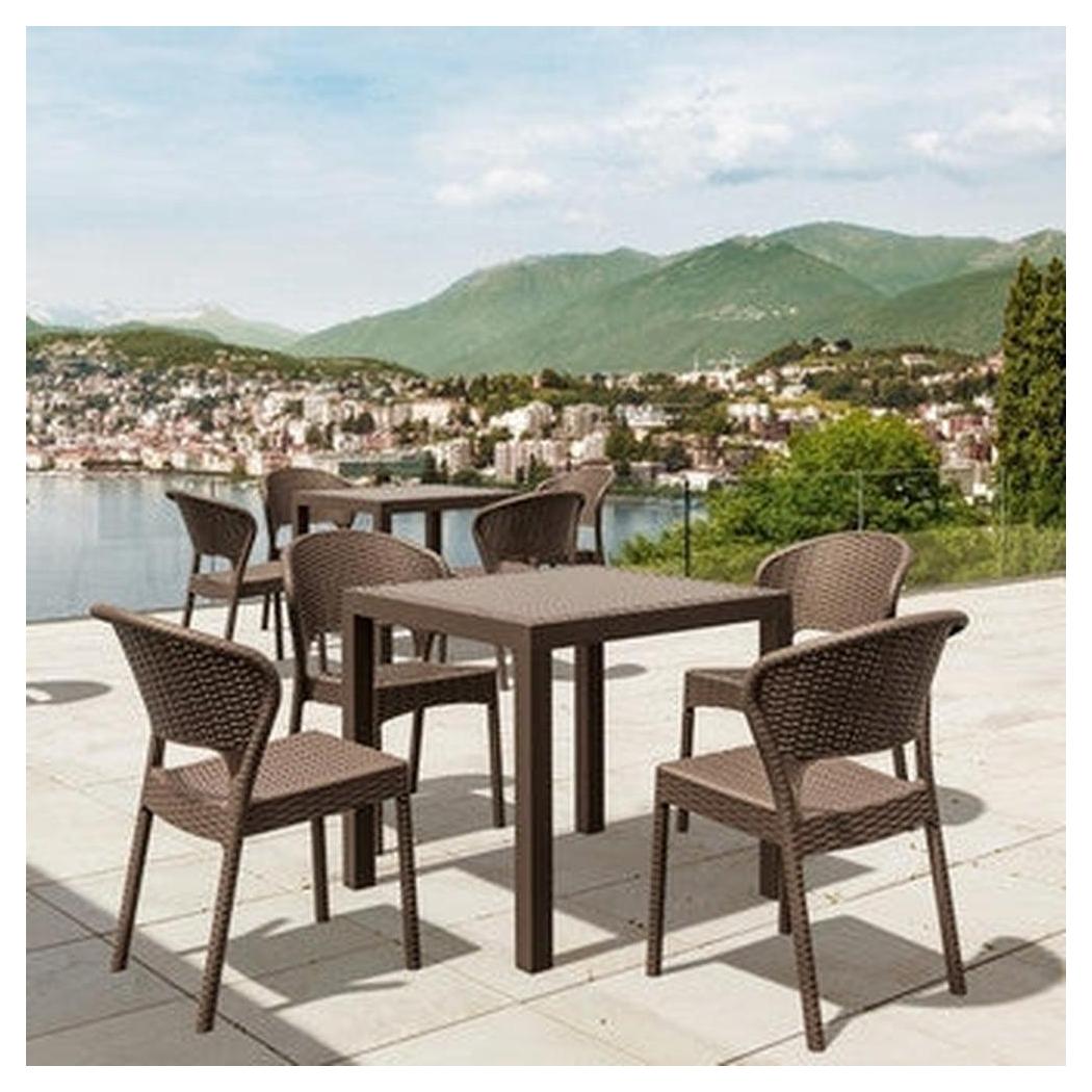 Daytona Outdoor Wickerlook Square Dining Set 5 Piece with Side Chairs