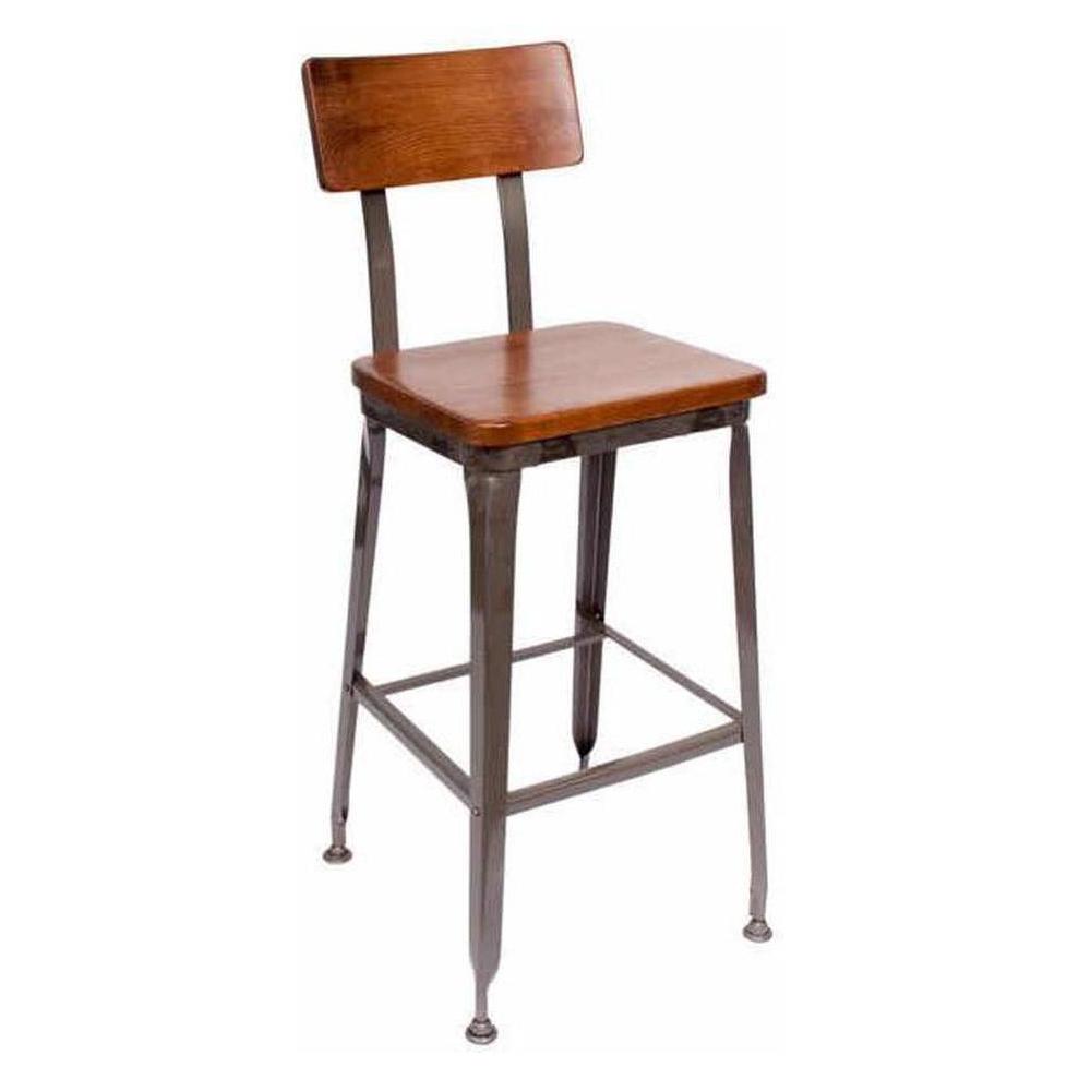 Lincoln Wood Back Bar Stool