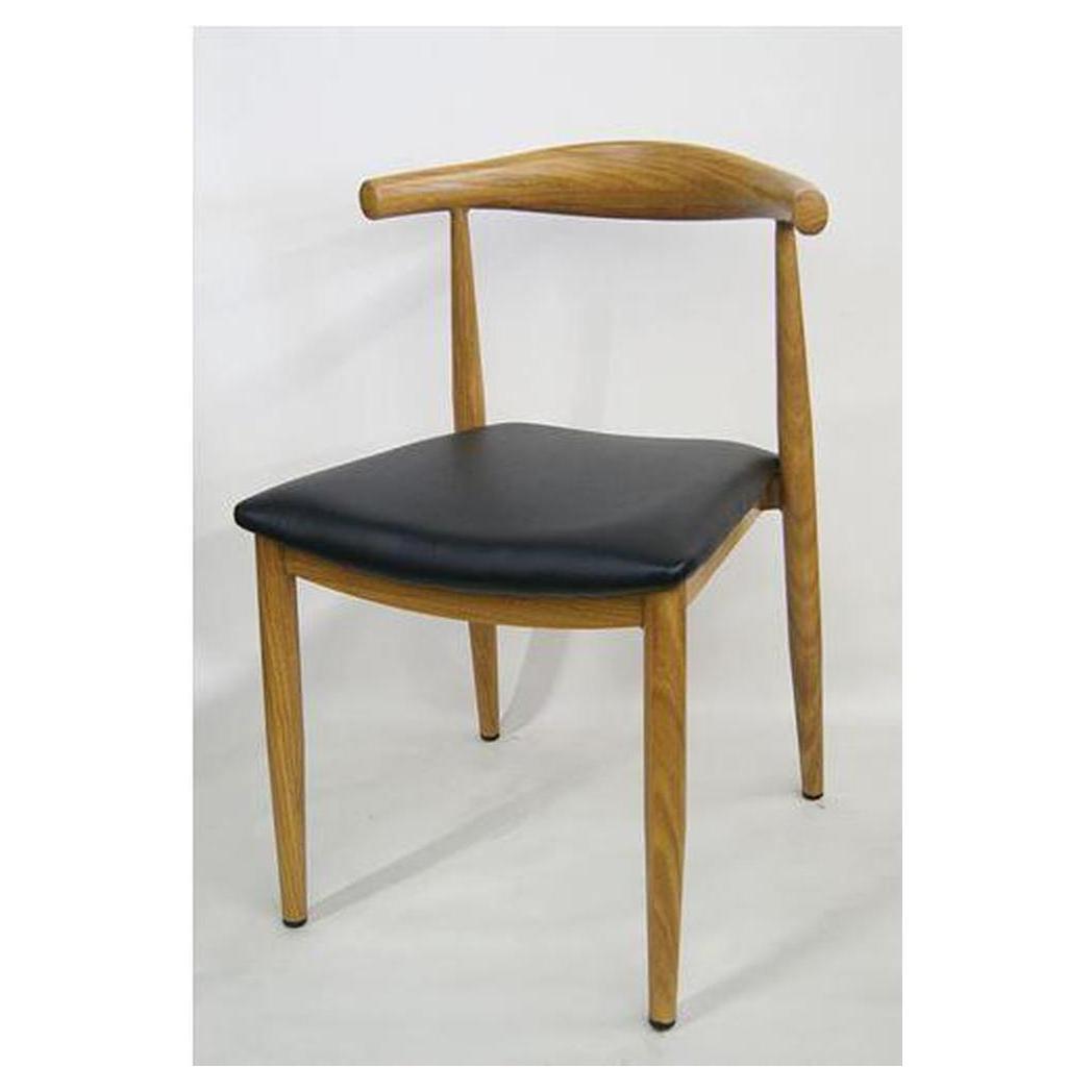 Mid-Century Modern Wood Grain Metal Frame Side Chair