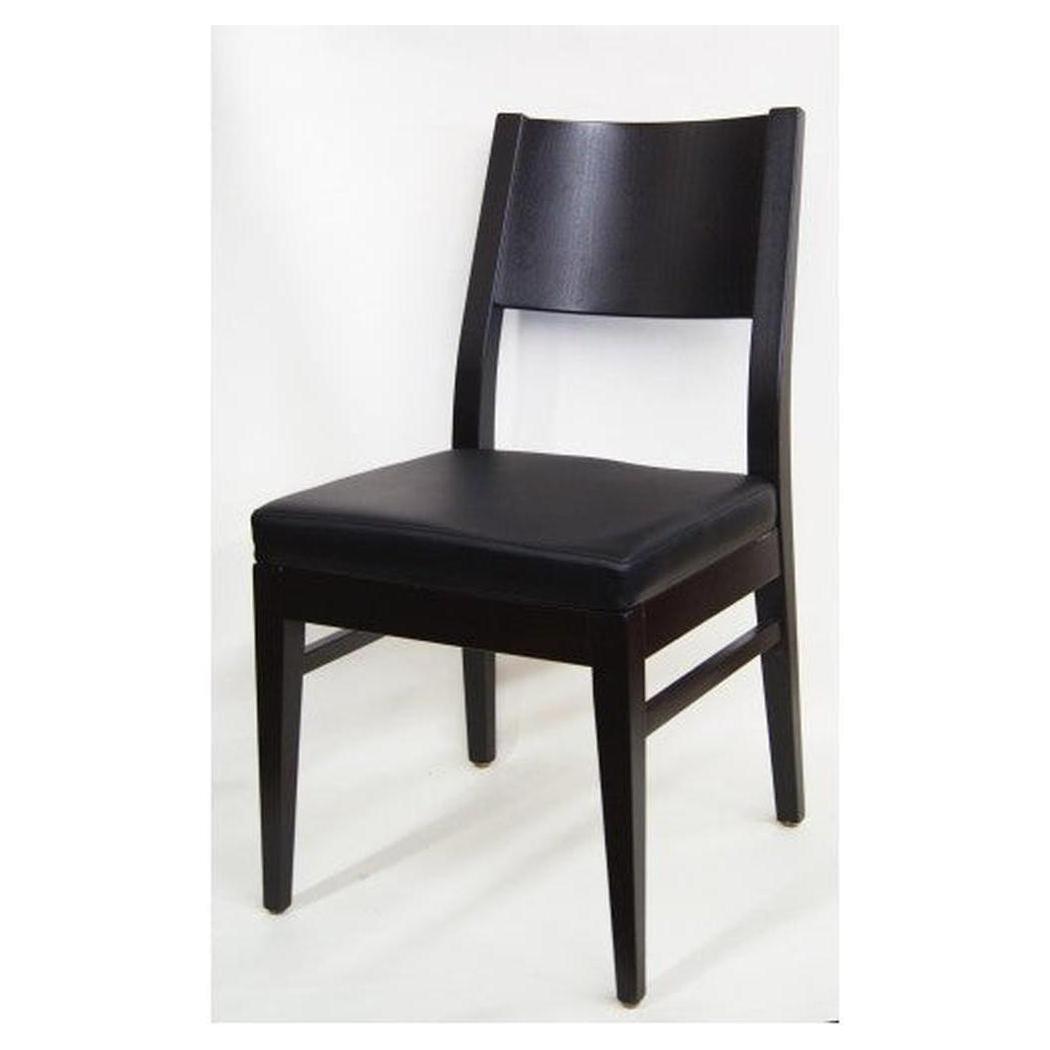 Modern Half-Back European Beechwood Side Chair with Vinyl Seat