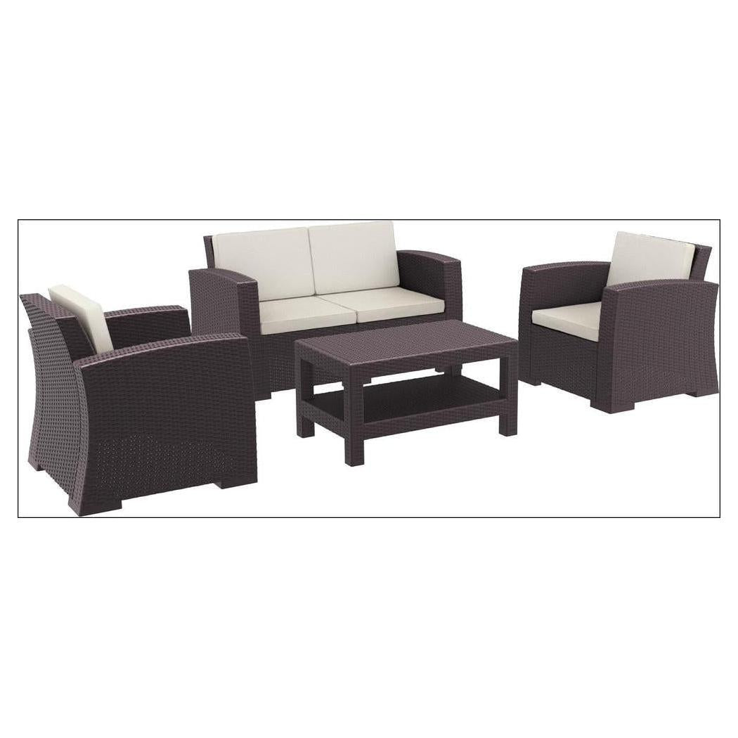 Monaco Outdoor Resin Patio Seating Set 4 person 4 piece with Cushion