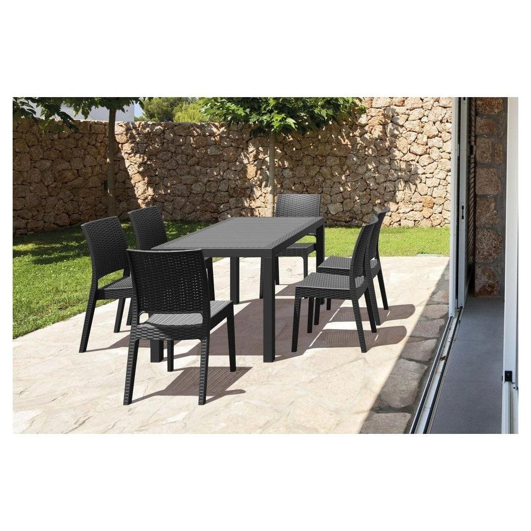 Orlando Outdoor Wickerlook Rectangle Dining Set 7 Piece with Florida Side Chairs
