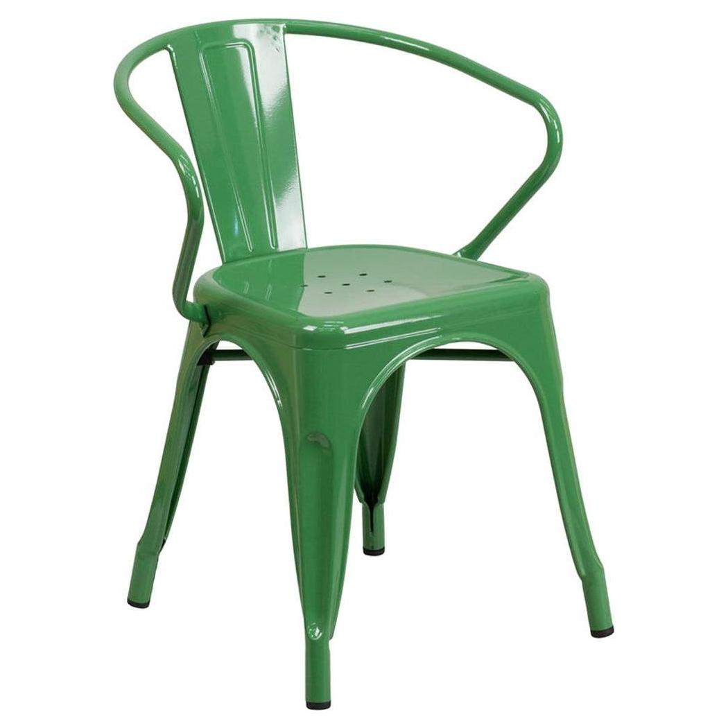 Tolix Style Metal Outdoor Chair with Arms